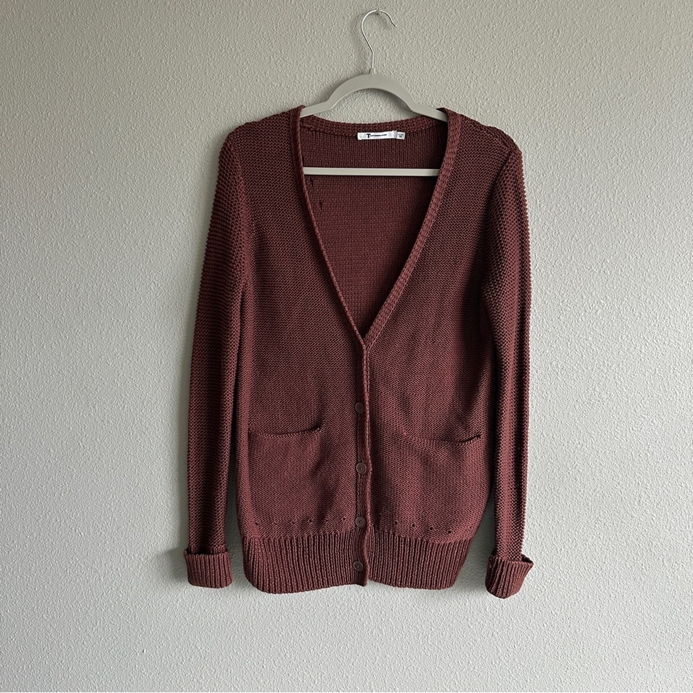 T Alexander Wang Cotton Brown Cardigan Sweater Small